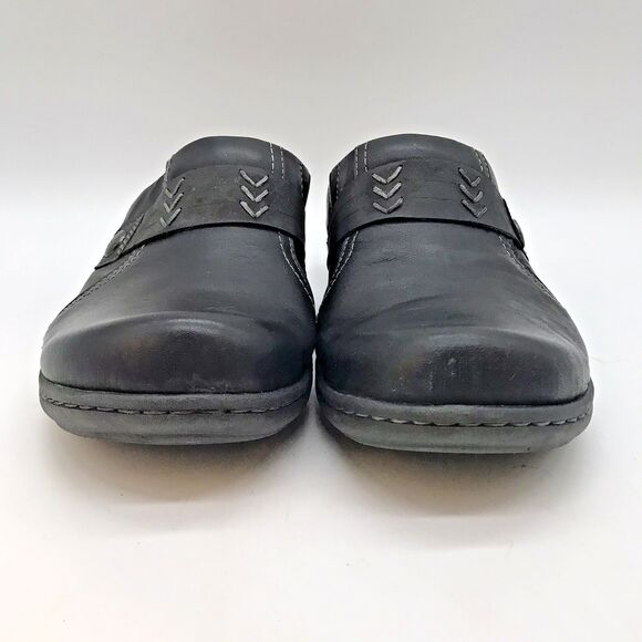 Clarks Collection Laurieann Ella Clogs Women's 9W Black Leather Slip-On Shoes - Picture 2 of 12